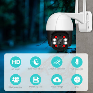 1080P PTZ Wifi IP Camera Outdoor 4X Digital Zoom AI Human Detect Wireless Camera