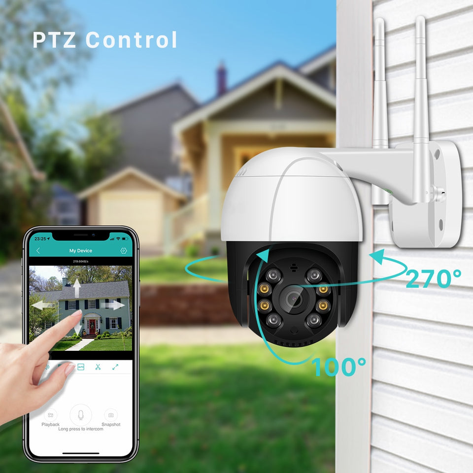 1080P PTZ Wifi IP Camera Outdoor 4X Digital Zoom AI Human Detect Wireless Camera