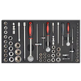 Workshop Tool Trolley with 1125 Tools Steel Red with Movable 7-drawer and Integrated Lock Tool Set Multi-Functional Toolbox