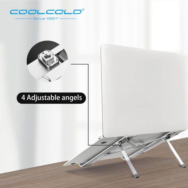 Aluminum laptop stand with adjustable height