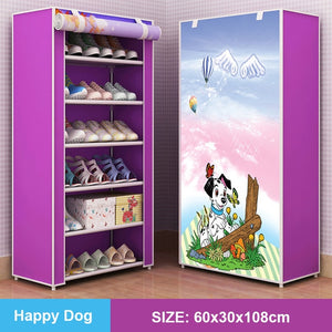 Multi Layer Shoes Rack Detachable Dust Proof Non Woven Fabric Shoe Cabinet