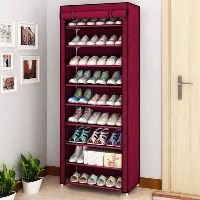 Multi Layer Shoes Rack Detachable Dust Proof Non Woven Fabric Shoe Cabinet