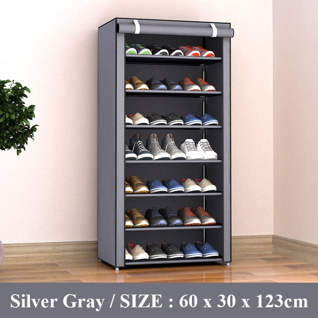 Multi Layer Shoes Rack Detachable Dust Proof Non Woven Fabric Shoe Cabinet