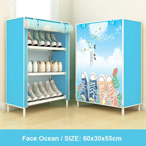 Multi Layer Shoes Rack Detachable Dust Proof Non Woven Fabric Shoe Cabinet