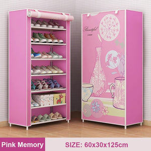 Multi Layer Shoes Rack Detachable Dust Proof Non Woven Fabric Shoe Cabinet