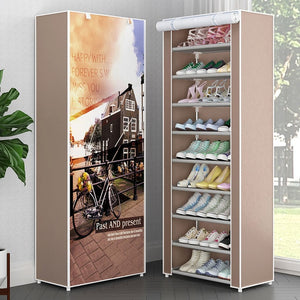 Multi Layer Shoes Rack Detachable Dust Proof Non Woven Fabric Shoe Cabinet