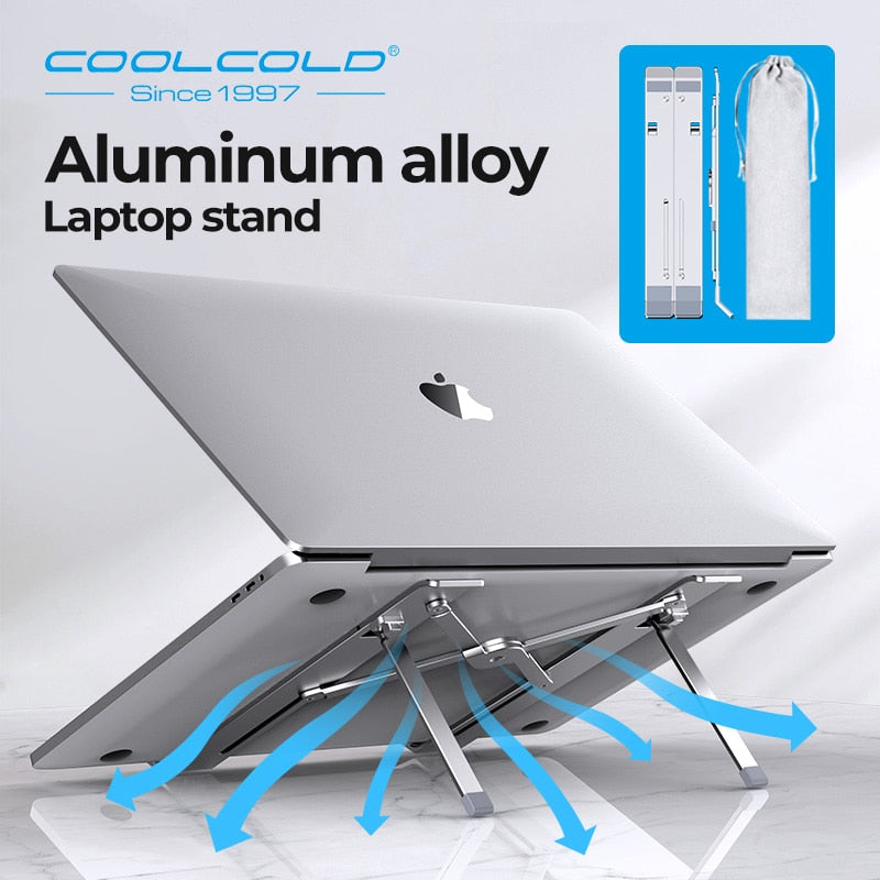 Aluminum laptop stand with adjustable height