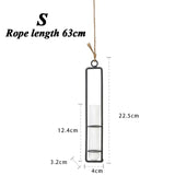 Creative Wall Hanging Flower Vase Iron Glass Hydroponics Planter Pot Transparent Hanging Flower Bottle Home