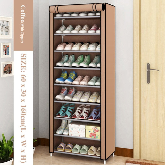 Multi Layer Shoes Rack Detachable Dust Proof Non Woven Fabric Shoe Cabinet